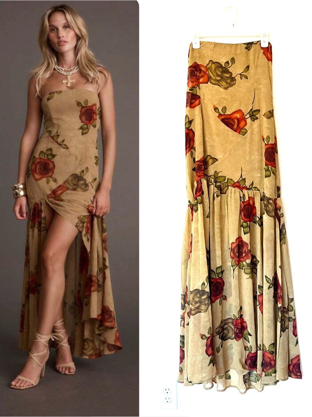 NWT 12th Tribe LaBelle Floral Drop Waist Strapless Dress